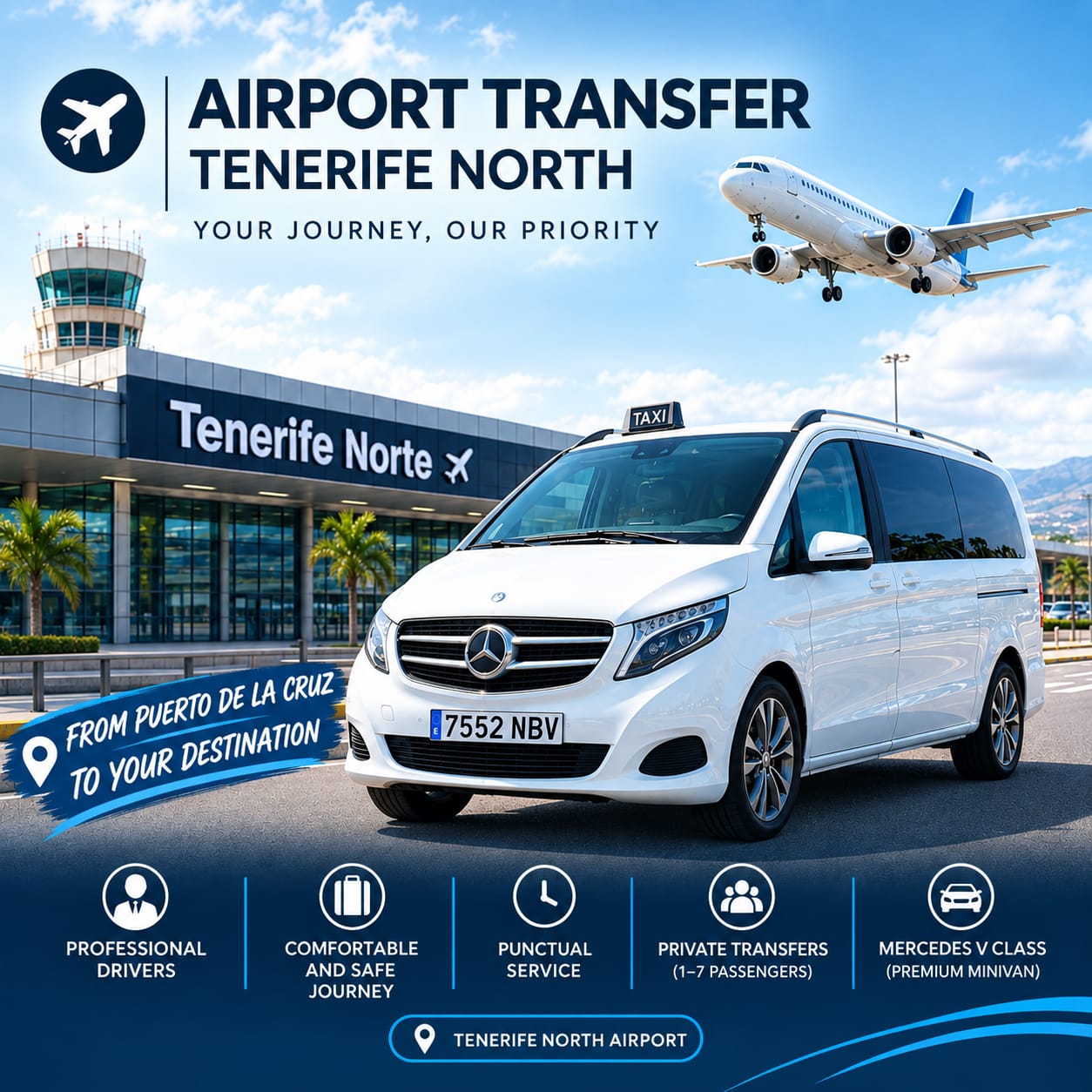 Airport transfer Tenerife North from Puerto de la Cruz